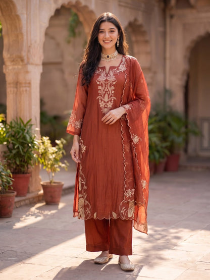 Opela Fire Handwork Embrodiery Suit Set