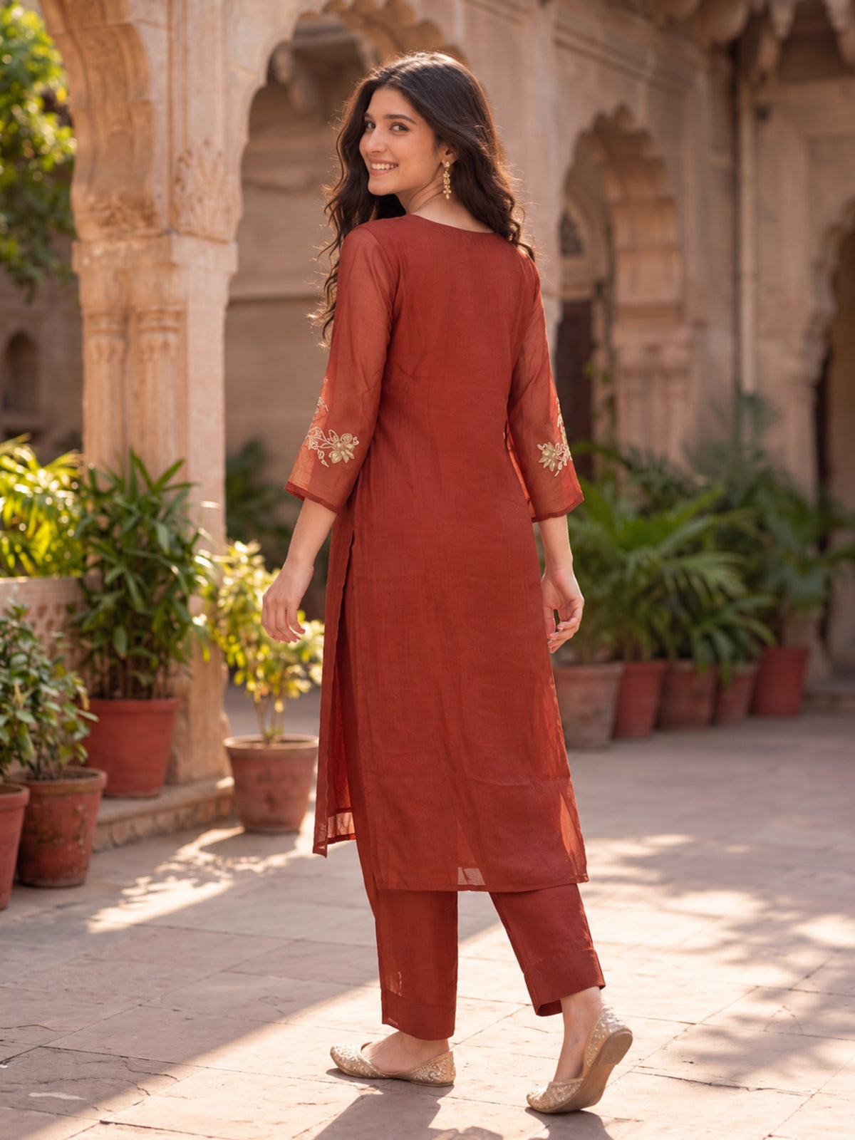 Opela Fire Handwork Embrodiery Suit Set