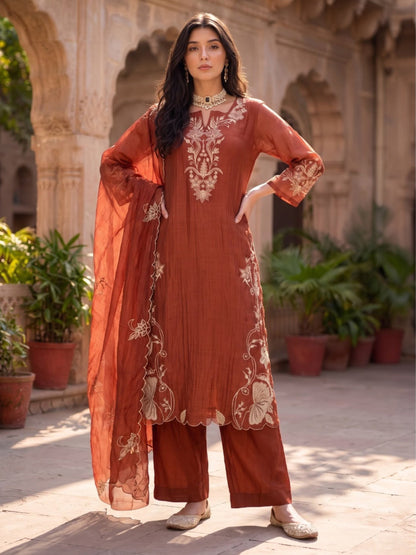 Opela Fire Handwork Embrodiery Suit Set