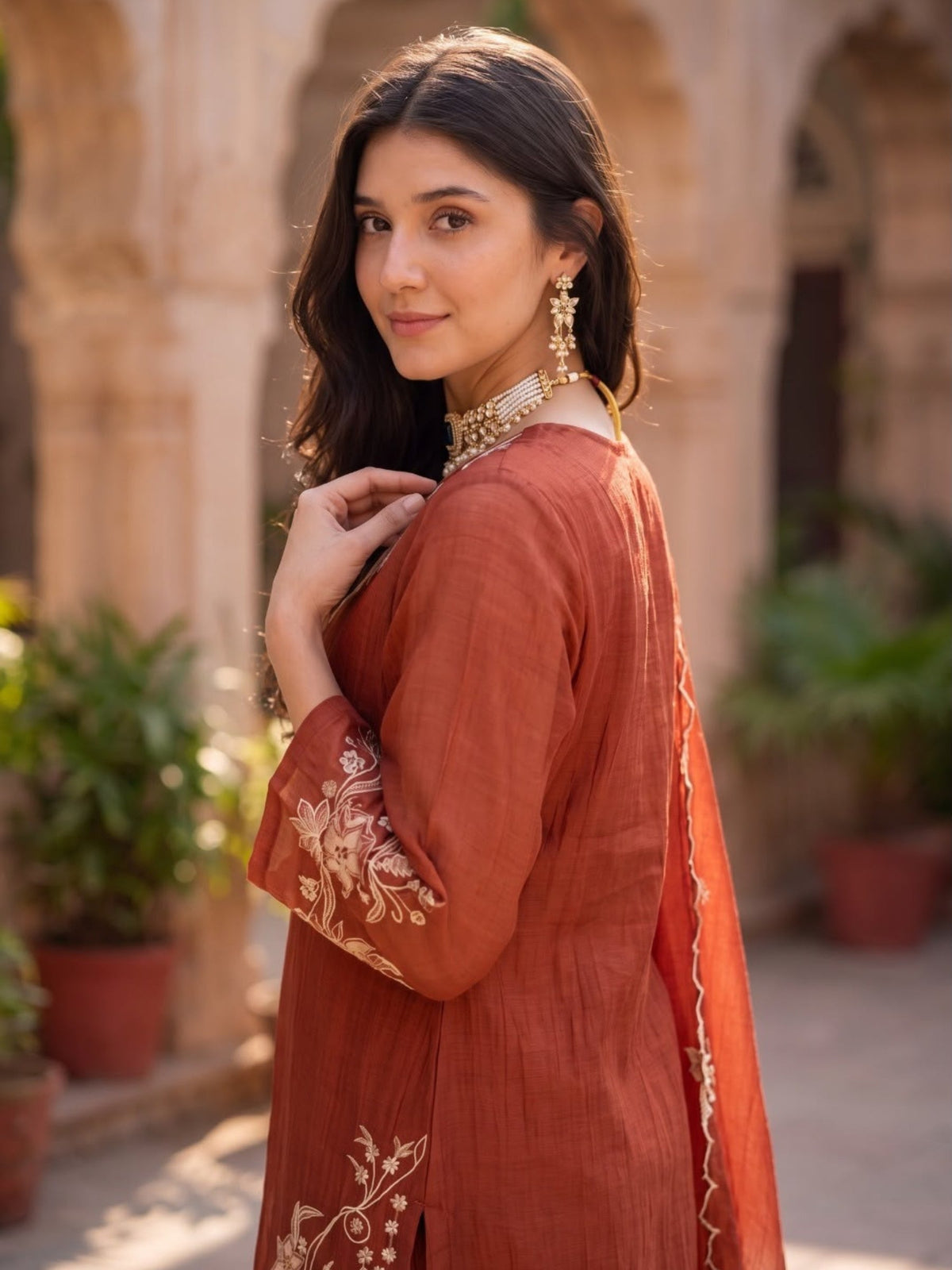 Opela Fire Handwork Embrodiery Suit Set