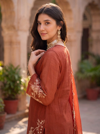 Opela Fire Handwork Embrodiery Suit Set