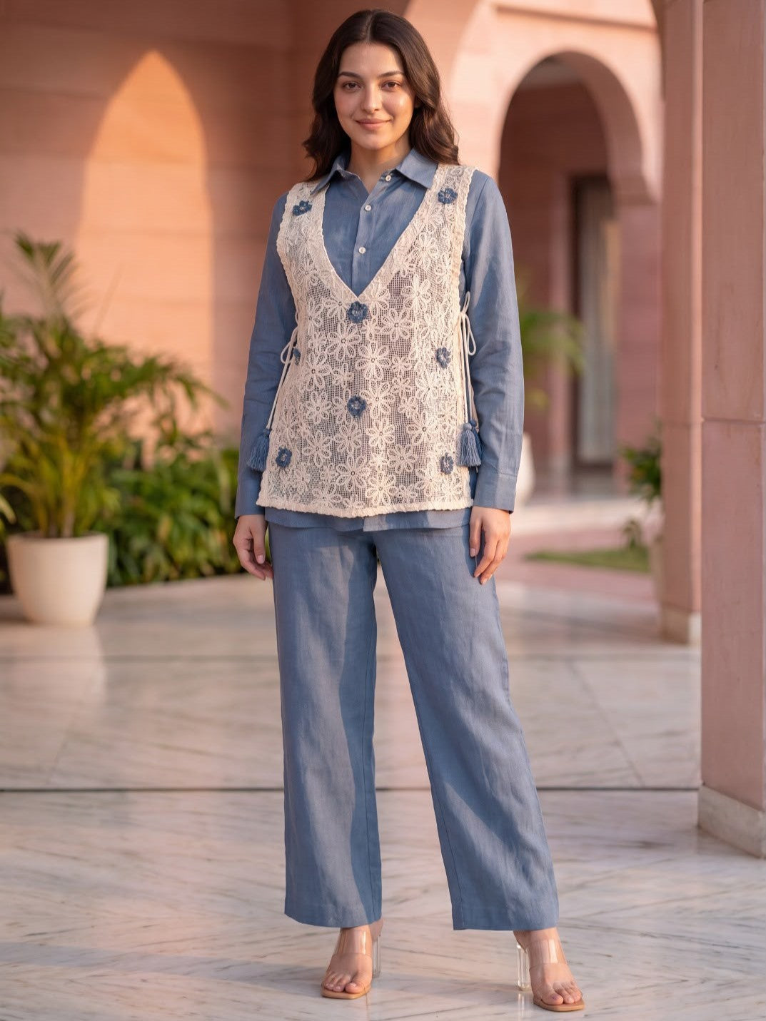 Opela Indi Embroidery Bib Style Co-Ord Set