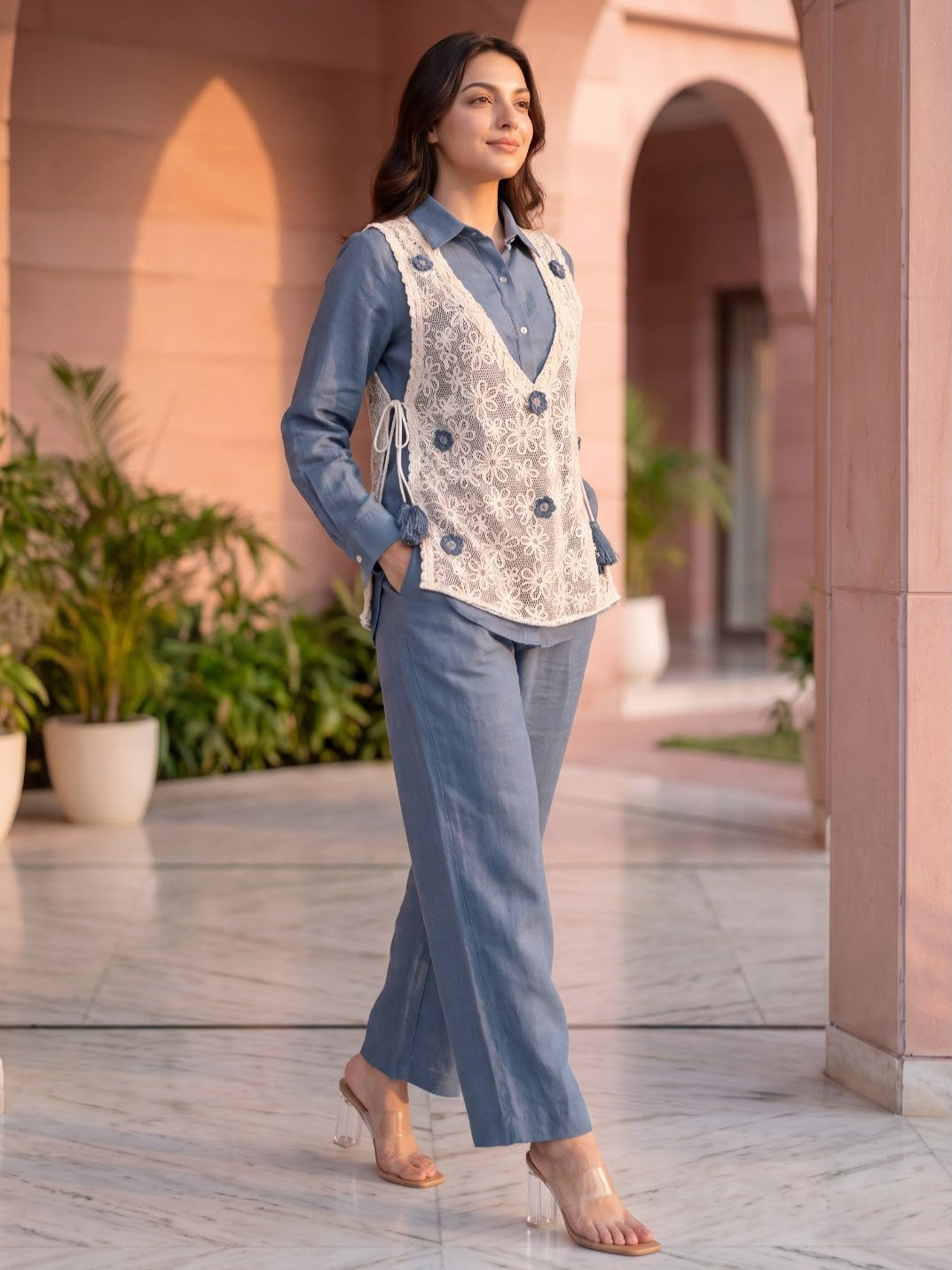 Opela Indi Embroidery Bib Style Co-Ord Set