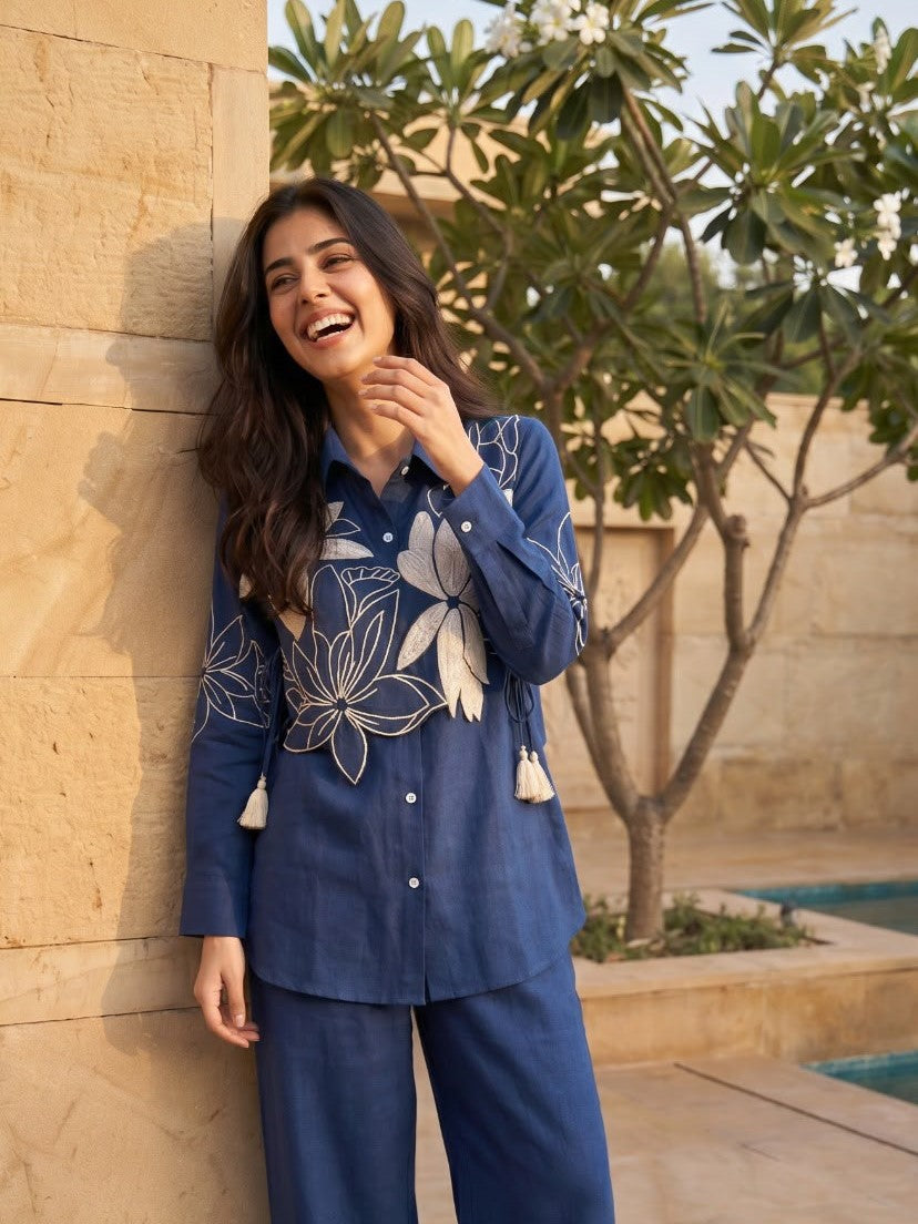 Opela Lapis Embroidery Bib Style Cotton Co-Ord Set