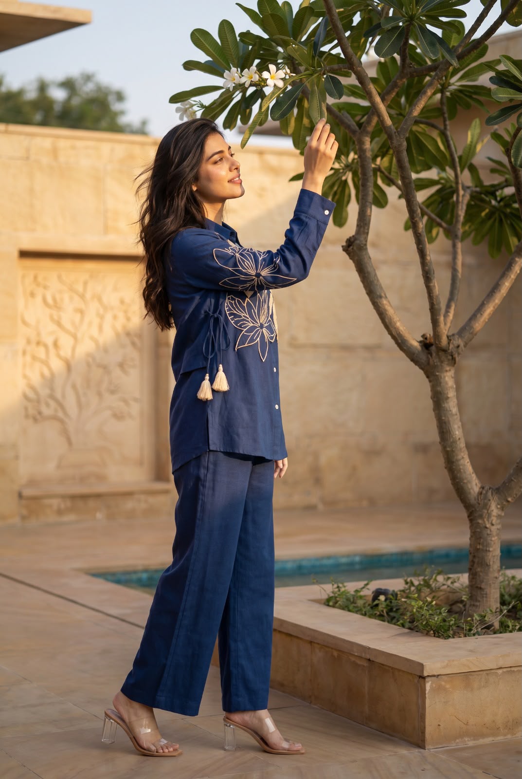 Opela Lapis Embroidery Bib Style Cotton Co-Ord Set