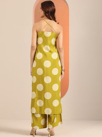 Women Geometric Printed Shoulder Straps Kurta with Palazzos