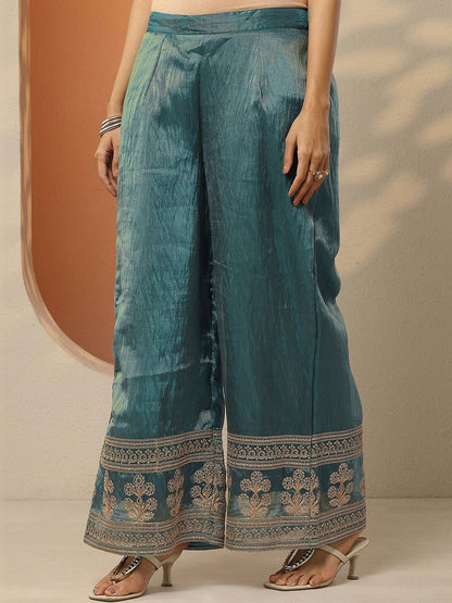 Dhiyona LL Ethnic Motifs Embroidered Thread Work Kurta with Palazzos & Dupatta