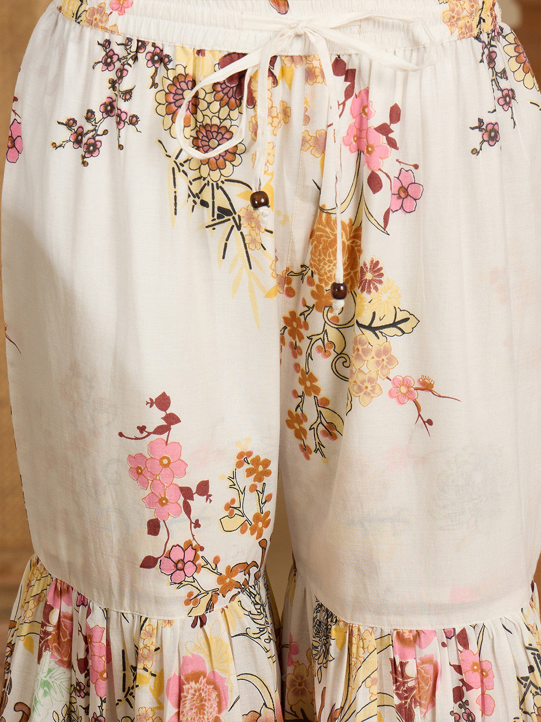 Women Floral Printed Cotton Kurta with Sharara