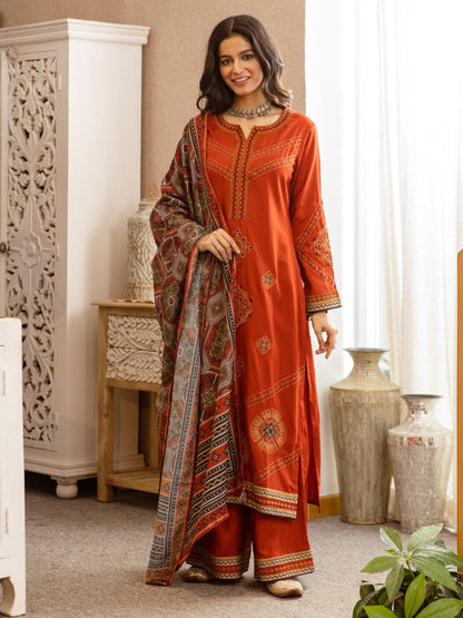 Karen cadmium embroidery cotton suit set