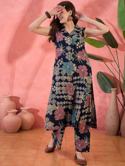 Floral Printed Kurta With Trousers