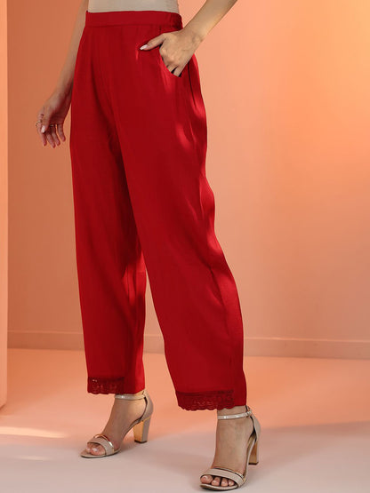 Women Woven Design Embroidered Kurta with Trousers & Dupatta