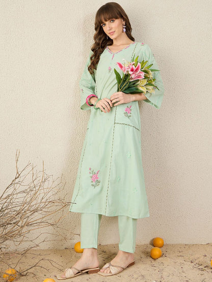 Dhiyona IE Embroidered A-Line Tunic With Trousers