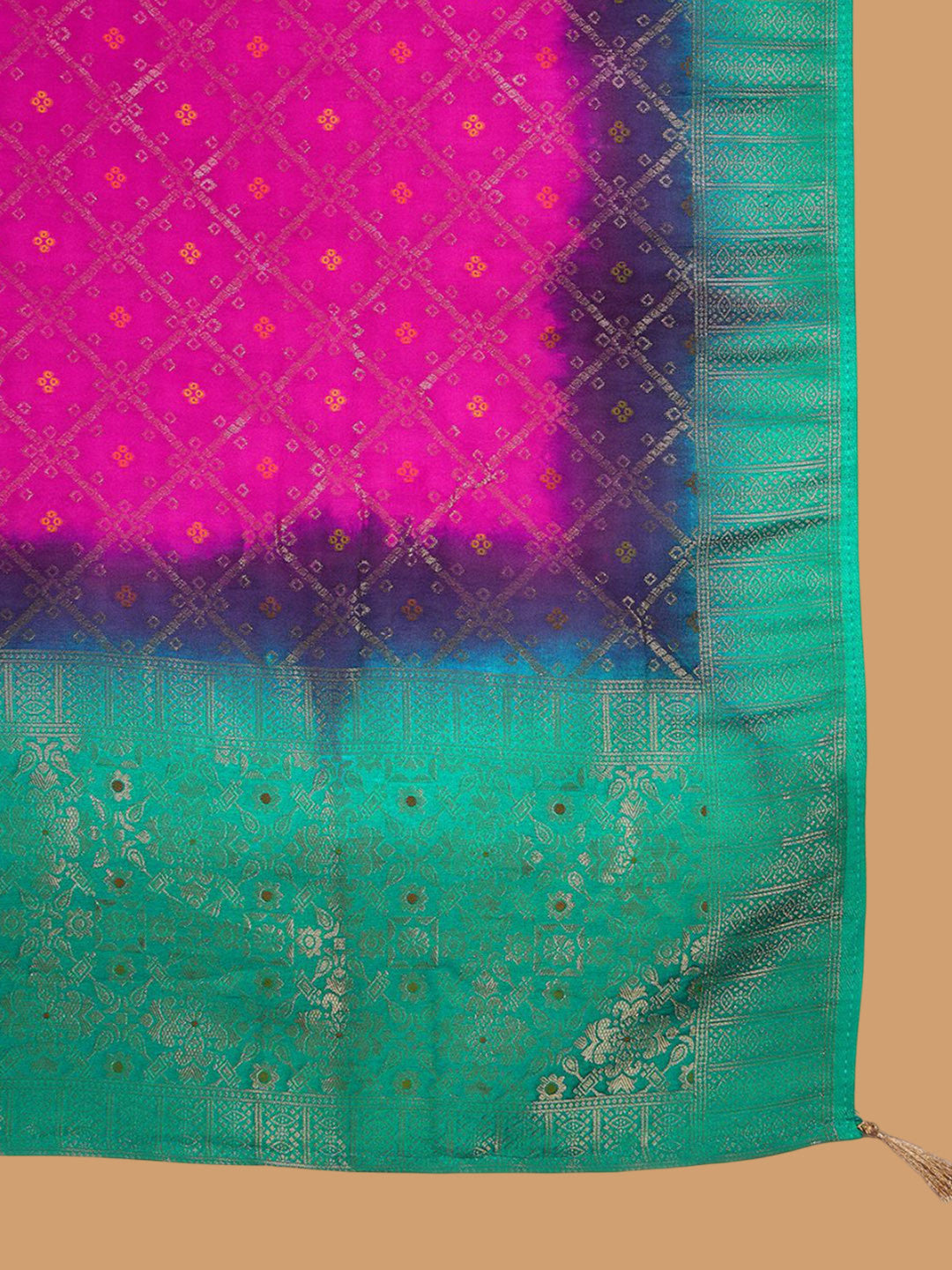 Zari Sequence Embroidered A-Line Kurta Trousers With Dupatta