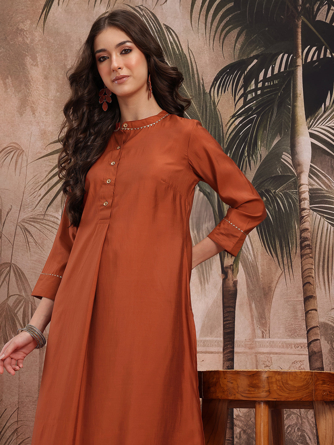 Dhiyona SN Regular Pleated Kurta with Trousers