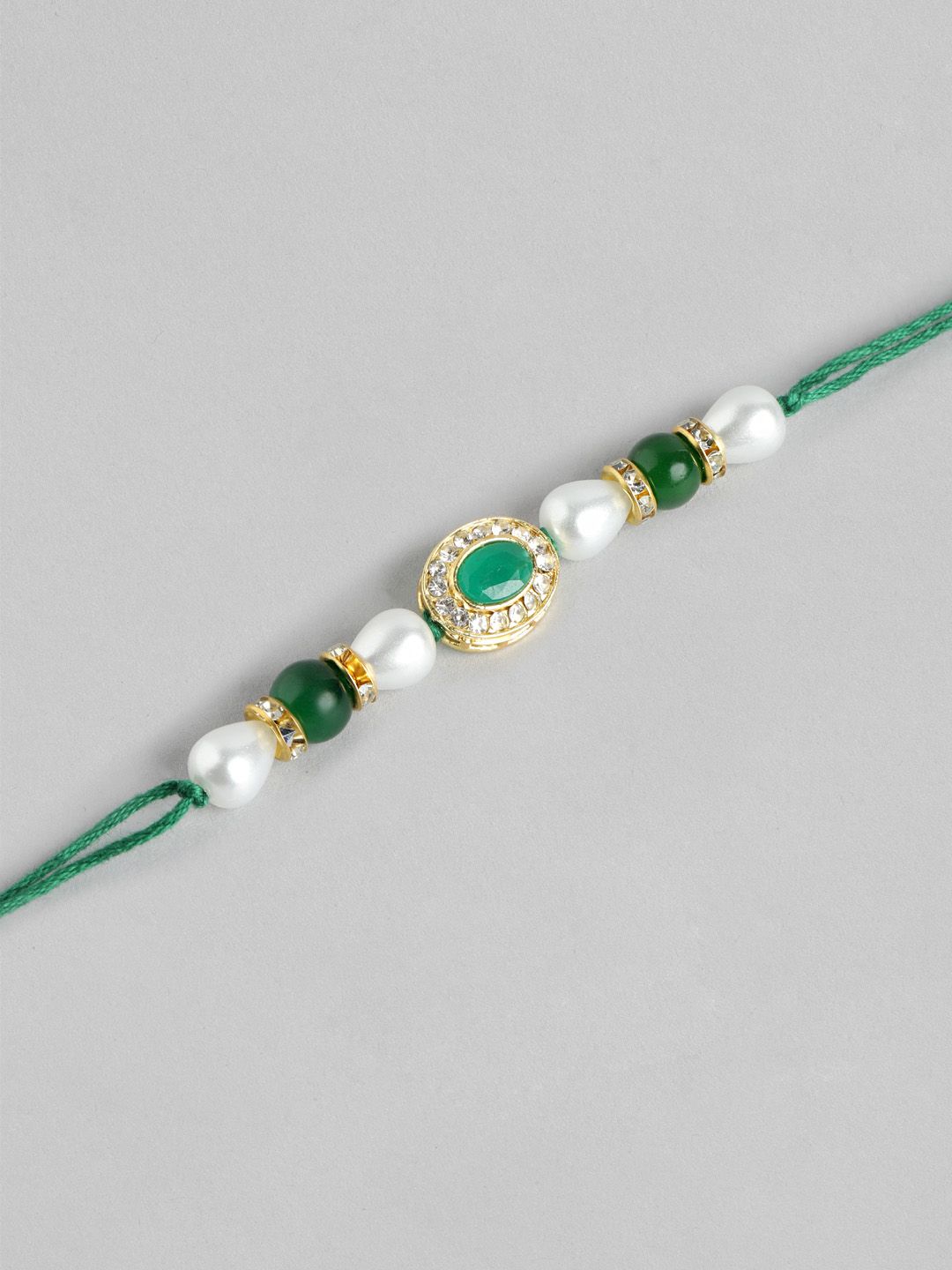 Dhiyona Unisex Set of 2 Beaded Bhai Bhabhi Rakhis With Roli & Chawal