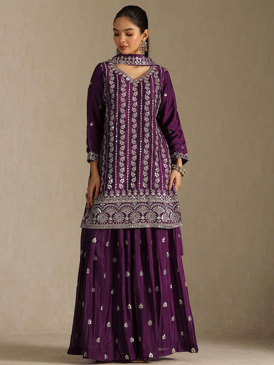 Dhiyona SO Women's Women Embroidered Regular Kurta with Palazzos & Dupatta