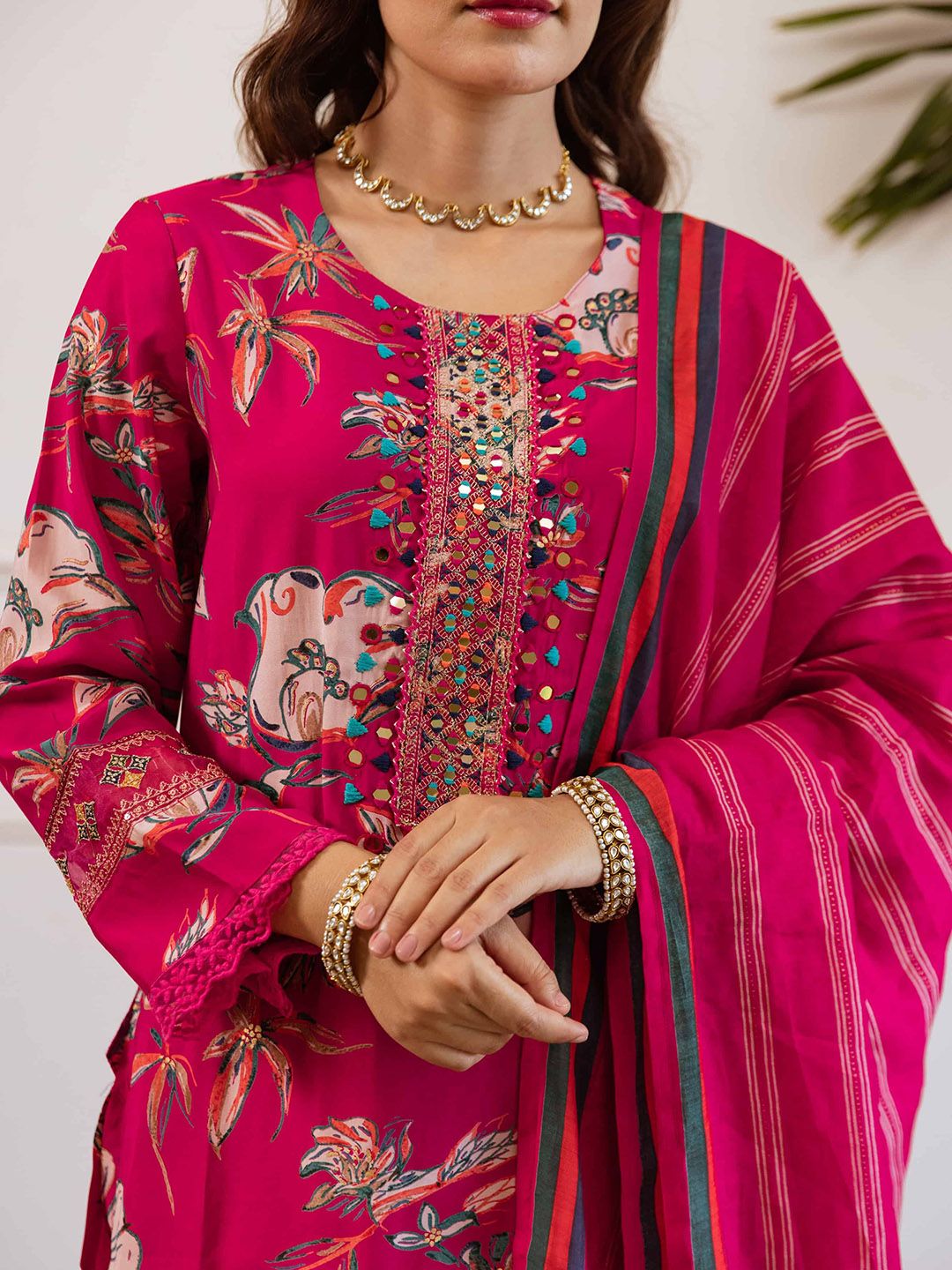 Dhiyona SN Women Floral Printed Kurta Palazzo With Dupatta Kurta Sets