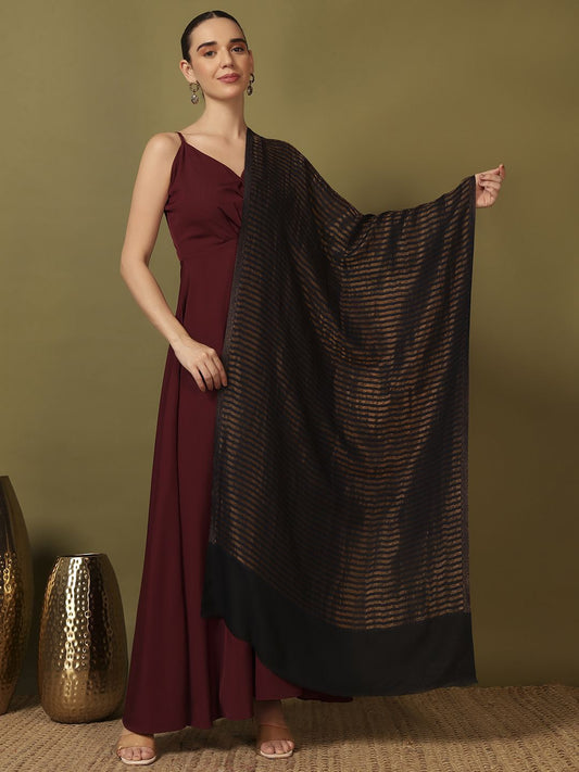Dhiyona PA Striped Woven Design Reversible Zargul Shawl