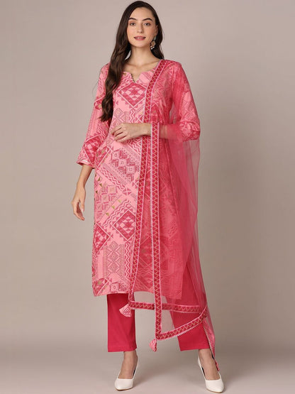 Dhiyona KL Women Printed Regular Kurta with Trousers & With Dupatta