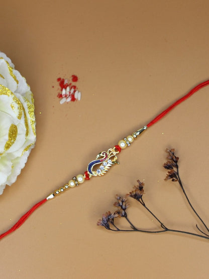 Dhiyona Thread Rakhi With Roli Chawal & Greetings Card