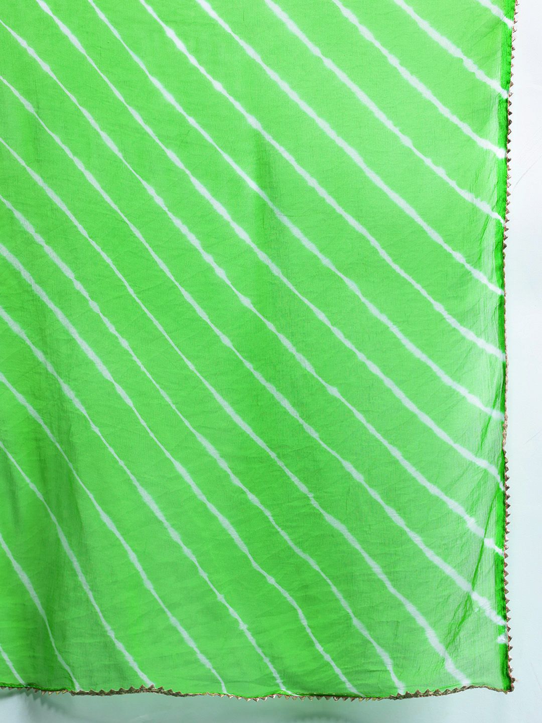 Dhiyona Women's Leheriya Printed Mirror Work Kurta with Palazzos & Dupatta