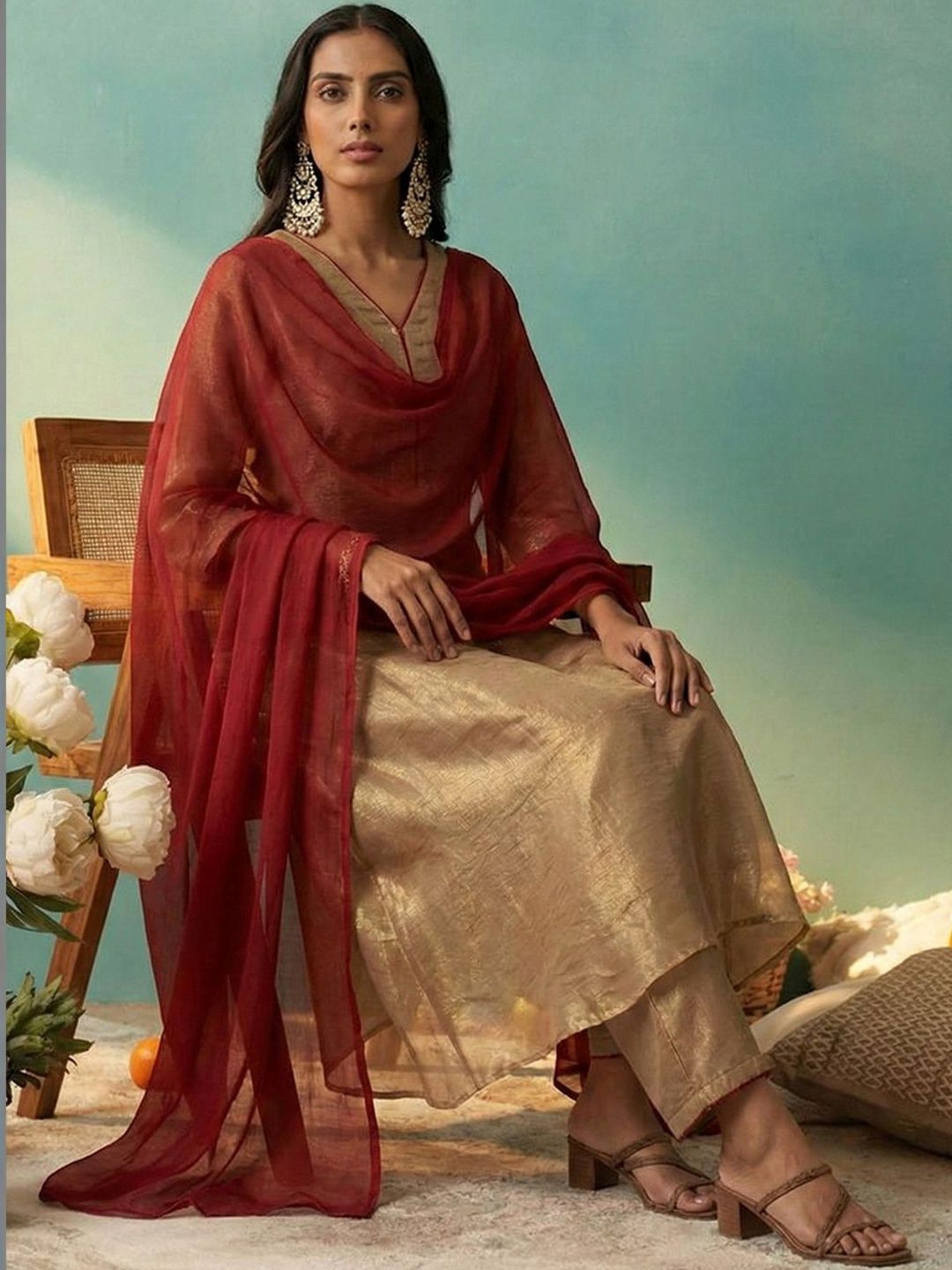 Dhiyona CH Women Regular Kurta with Trousers & With Dupatta
