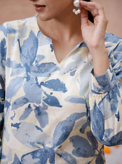 Floral Printed Pure Cotton Kurta with Trouser