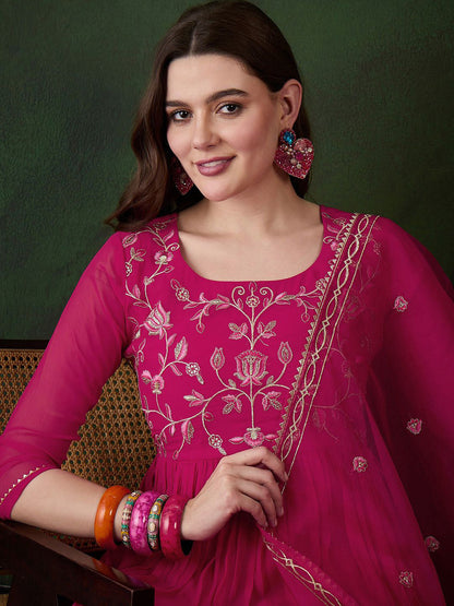 Women Floral Embroidered Kurta with Trousers & Dupatta
