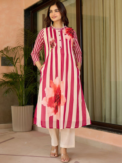 Women Floral Printed Regular Pure Cotton Kurta with Trousers