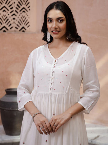 Floral Embroidered Thread Work Kurta with Trouser