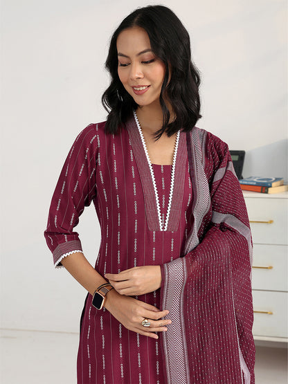Women Printed Regular Kurta with Trousers & With Dupatta