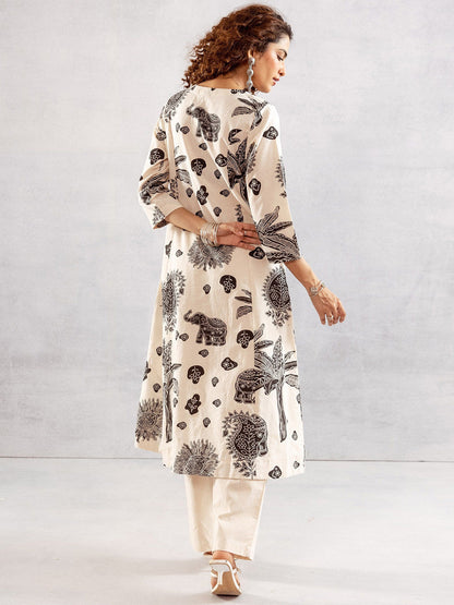 Printed Straight Kurta & Trousers