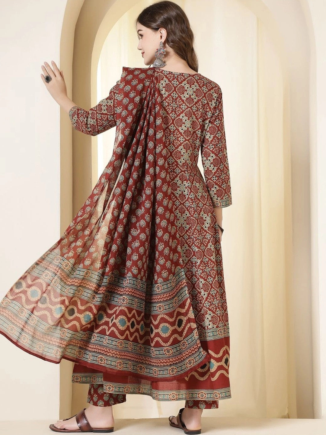 Women Ethnic Motifs Printed Regular Pure Cotton Kurta with Palazzos & With Dupatta