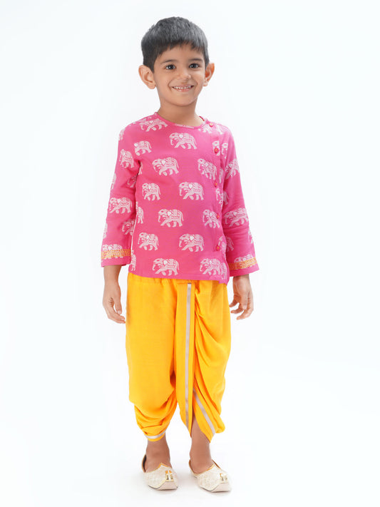 Trunk Tales Boys Pink Kurta with Dhoti