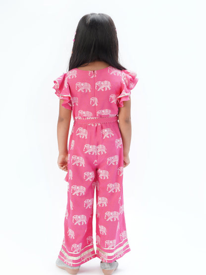 Trunk Tales Girls Pink Flutter Sleeve Jumper