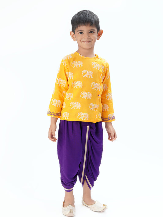 Trunk Tales Boys Yellow Kurta with Dhoti set