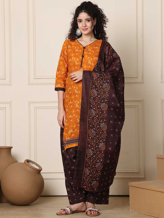Dhiyona KL Women Floral Printed Regular Kurti Salwar With Dupatta