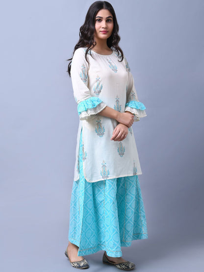 Dhiyona AN Ethnic Motifs Printed Gotta Patti Regular Straight Kurta With Sharara