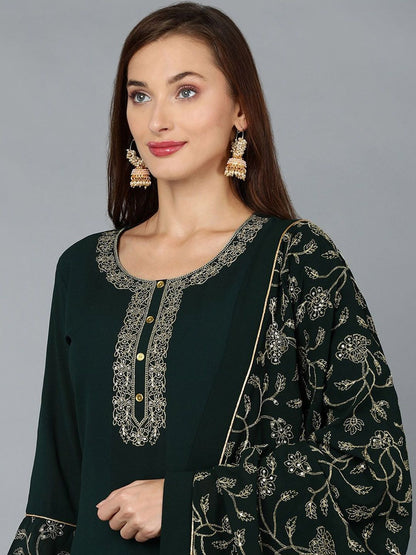 Dhiyona KL Women Ethnic Motifs Embroidered Regular Sequinned Kurta with Palazzos & With Dupatta
