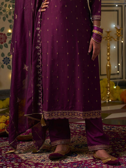 Dhiyona CH Women Floral Embroidered Kurta with Trousers & Dupatta