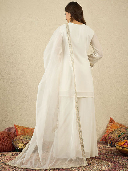 Dhiyona IN Women Ethnic Motifs Embroidered Kurta with Palazzo & Dupatta