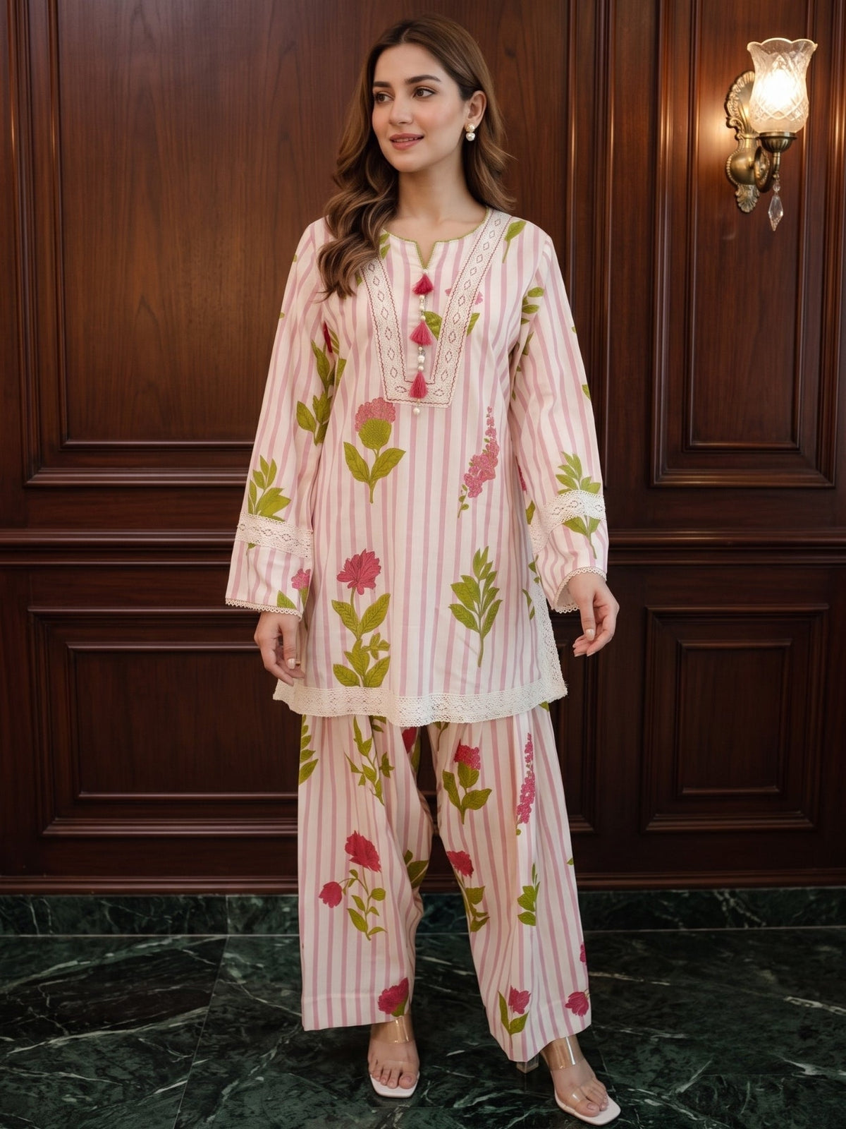 Parul Daisy Floral Cotton Farshi Set