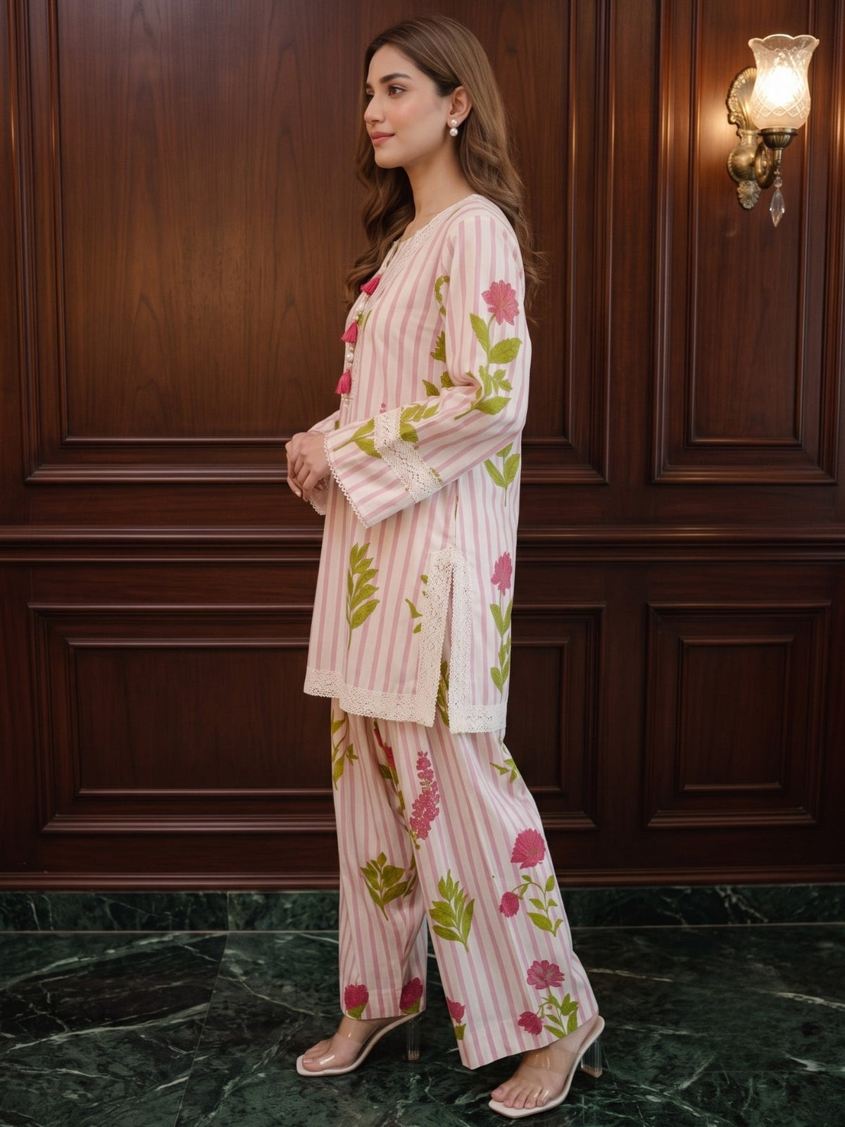 Parul Daisy Floral Cotton Farshi Set
