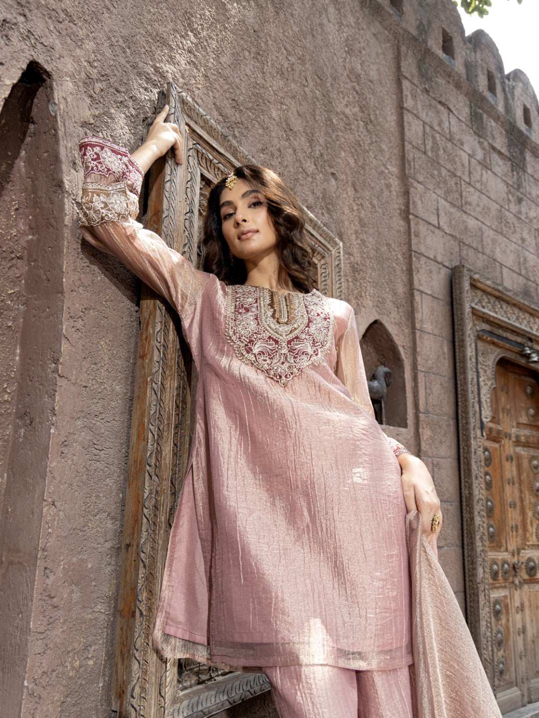 Pavni Blush Full Work Heavy Suit Set