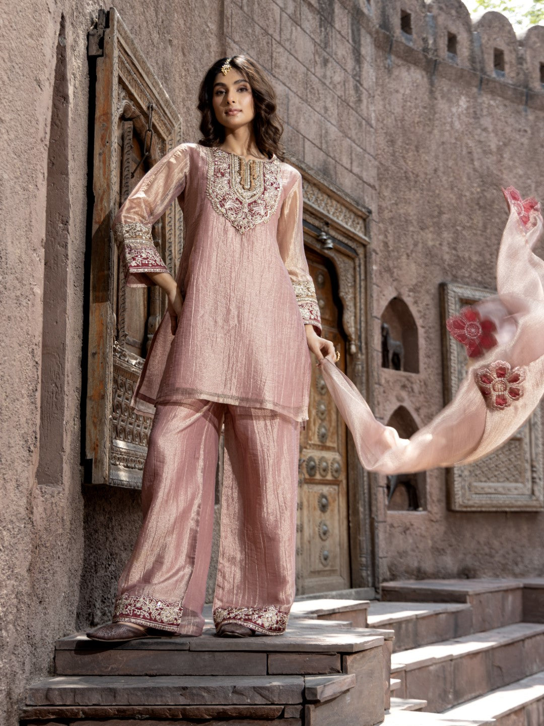 Pavni Blush Full Work Heavy Suit Set