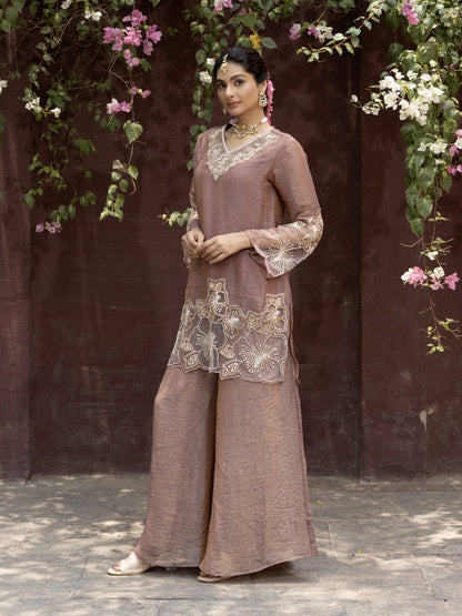 Pavni Caramel Full Work Heavy Suit Set