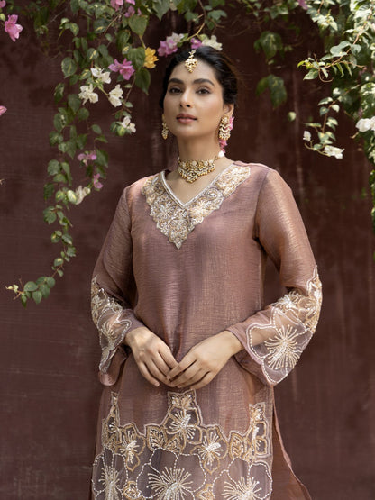 Pavni Caramel Full Work Heavy Suit Set