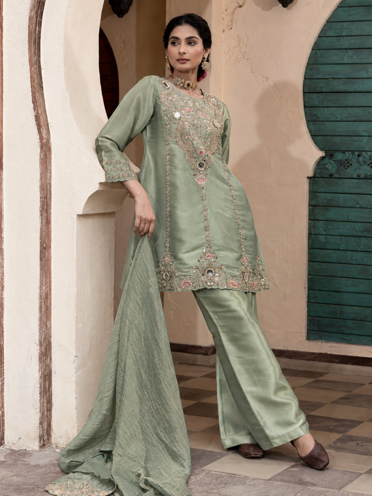 Pavni Matcha Full Heavy Work Suit Set