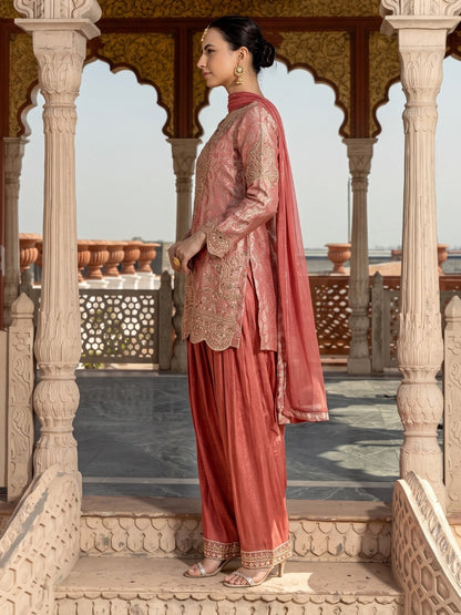 Pavni Rose Full Handwork Farshi Suit Set
