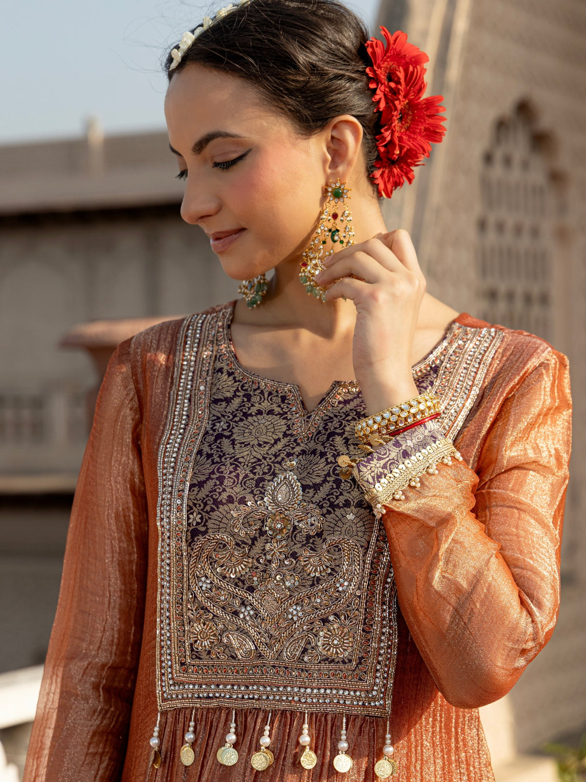 Pavni Sepia Full Work Premium Suit Set